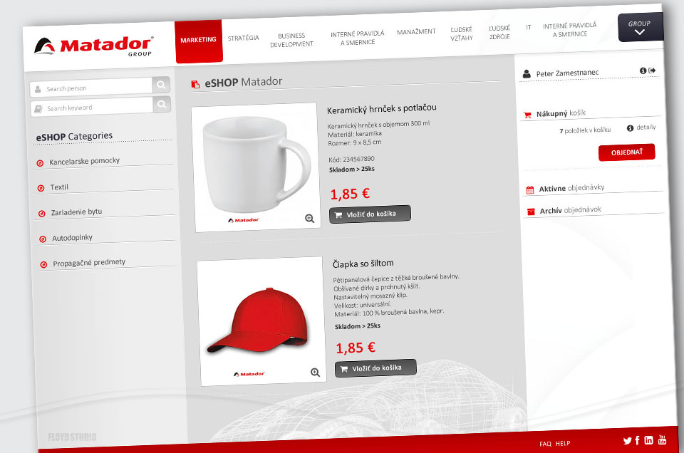 Intranet design - Intranet  user interface proposal for Matador Group